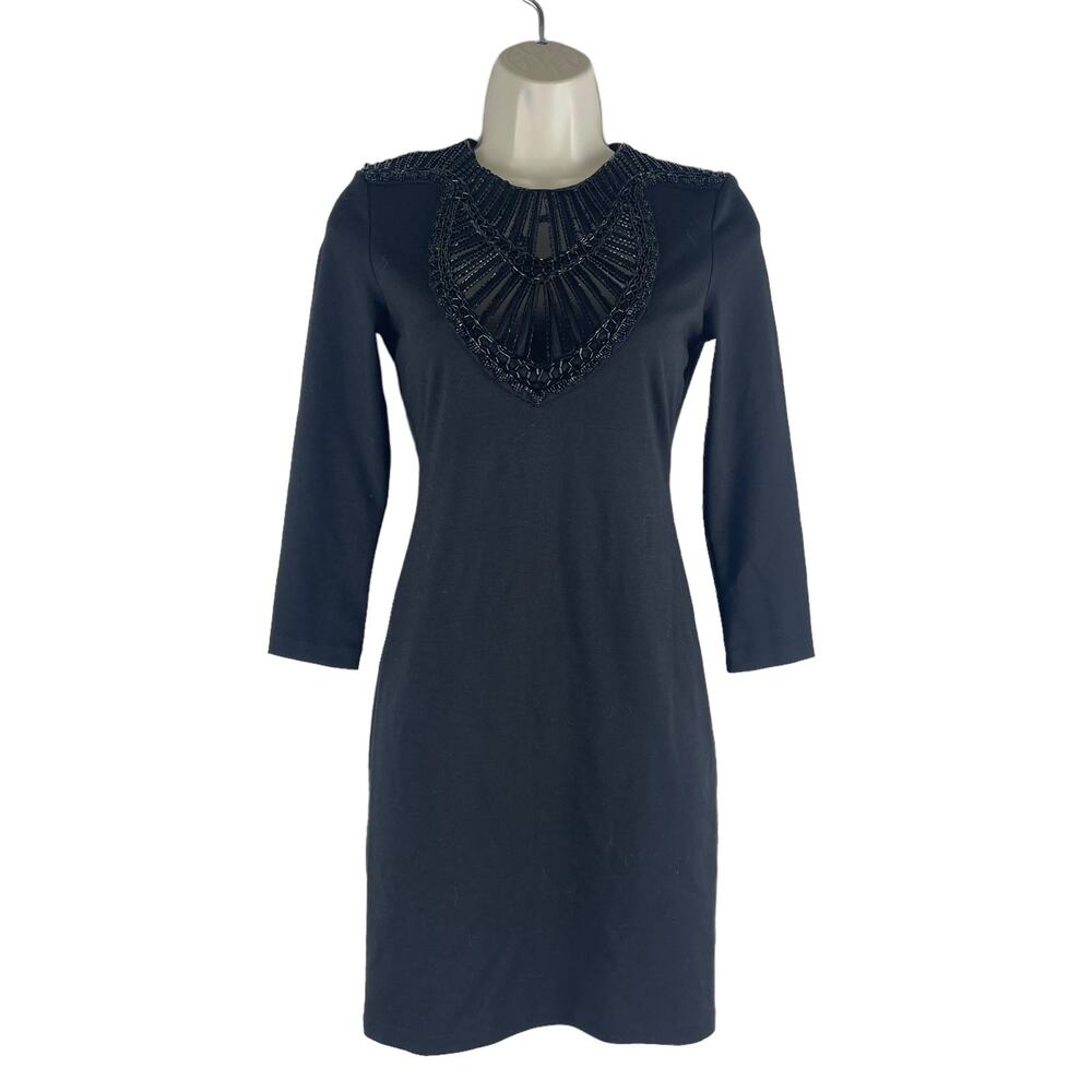 Armani Exchange 3/4 Sleeve Embellished Fitted Mini Dress Black Size XS - Picture 3 of 10